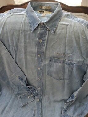 Casual Corner Light Blue Denim Button-Down Shirt with Chest Pocket
